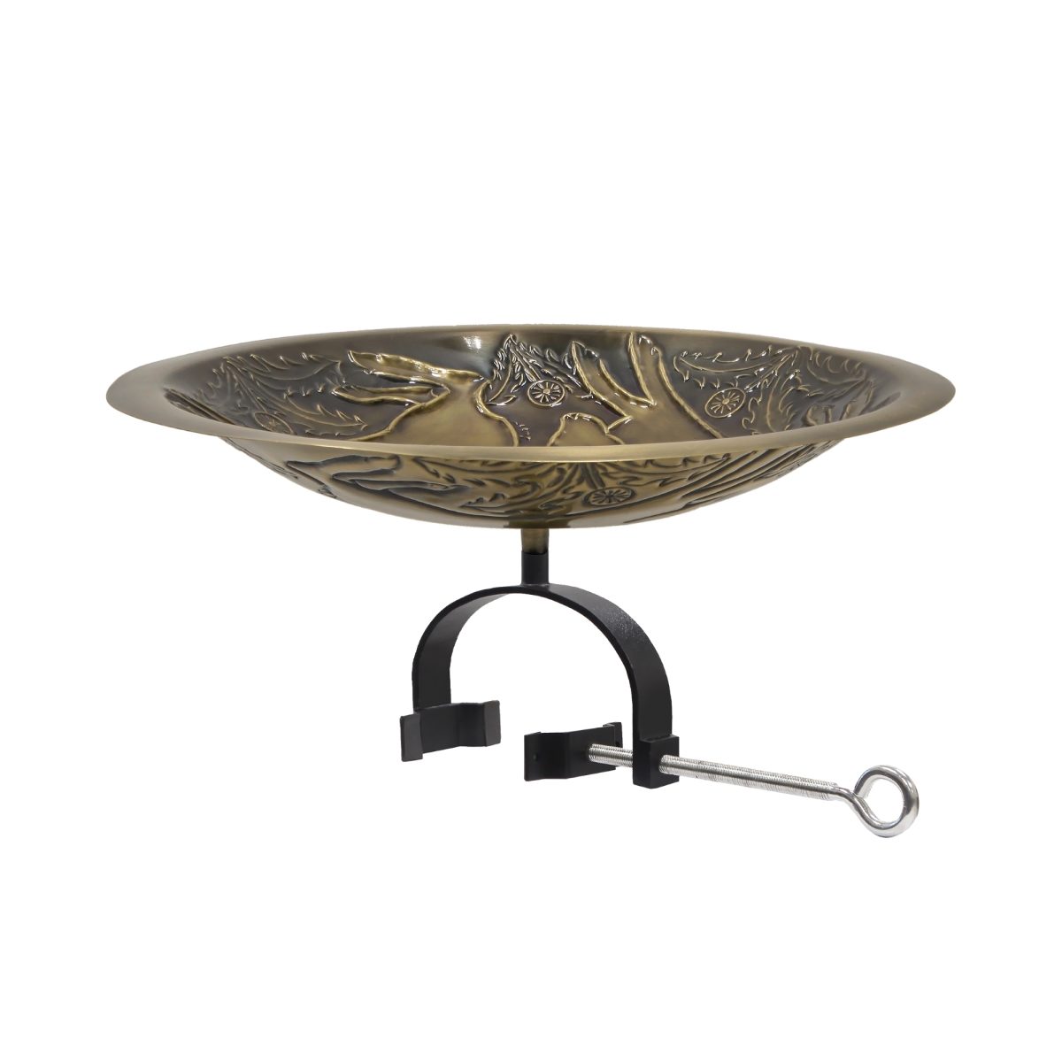 Picture of Achla BB-18-OR2 Three Hares Birdbath - Over Rail Bracket&#44; Brass - Antique Finish