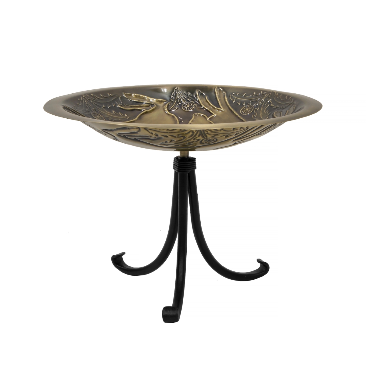 Picture of Achla BB-18-TR2 Three Hares Birdbath - Tripod Stand&#44; Brass - Antique Finish