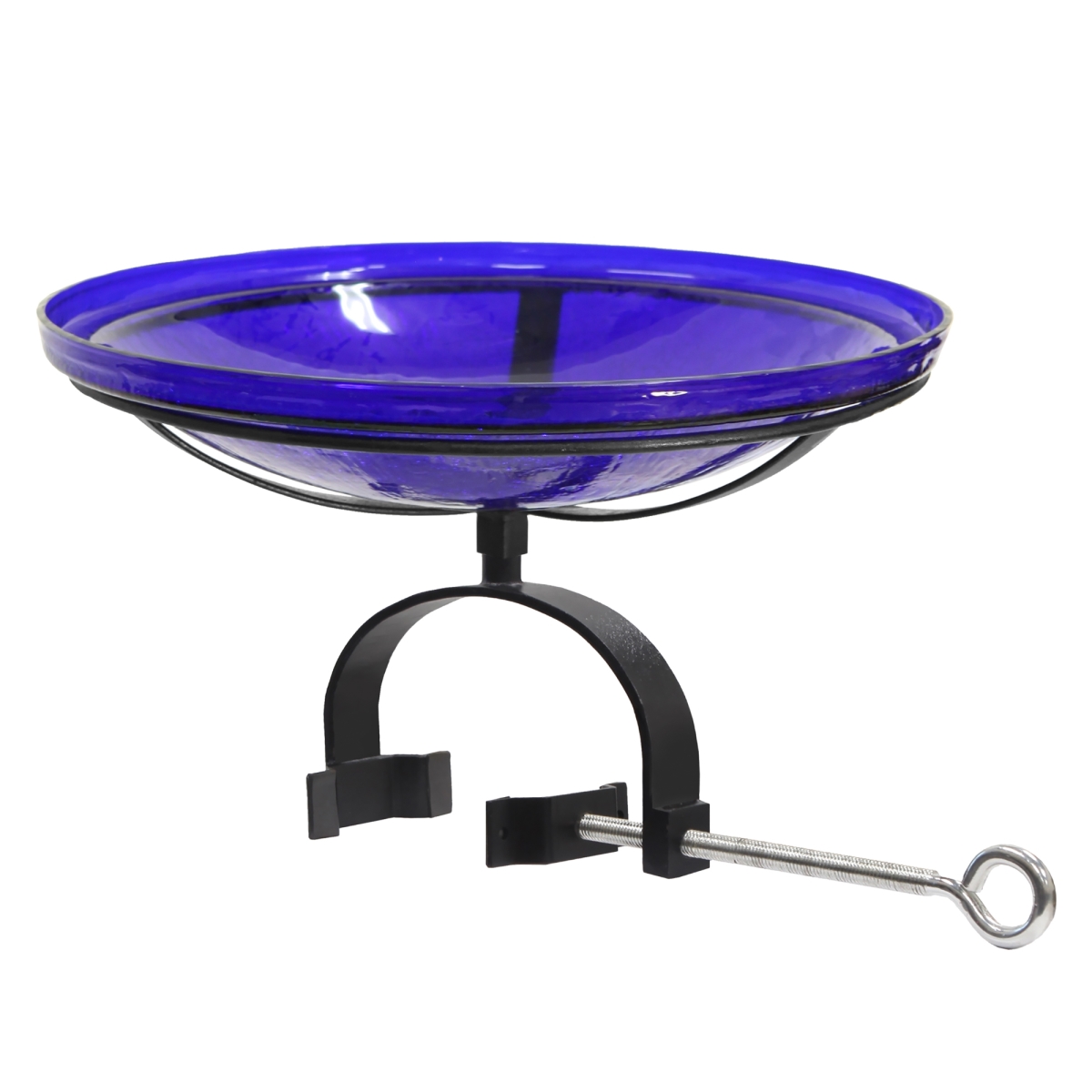 Achla CGB-14CB-OR2 14 in. Cobalt Blue Crackle Birdbath - Over Rail Bracket