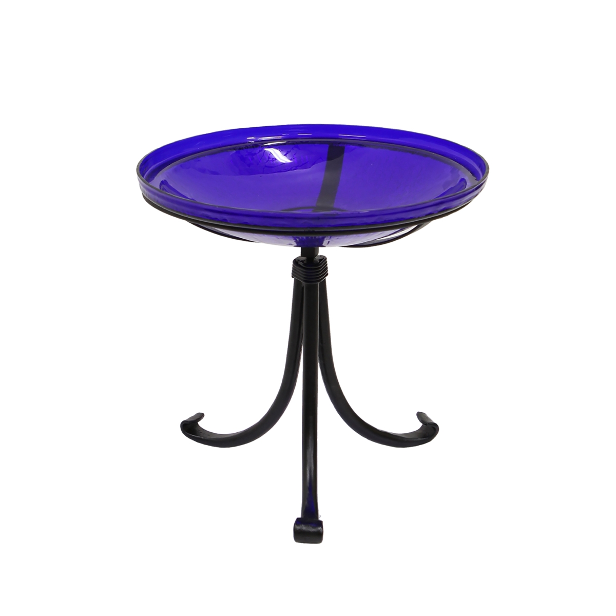 Achla CGB-14CB-TR2 14 in. Cobalt Blue Crackle Birdbath - Tripod Stand