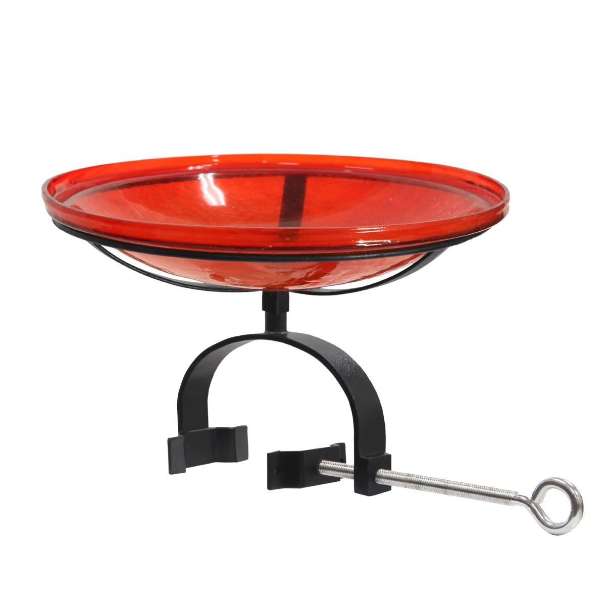 Achla CGB-14R-OR2 14 in. Red Crackle Birdbath - Over Rail Bracket