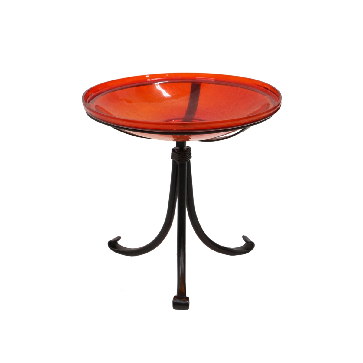 Achla CGB-14R-TR2 14 in. Red Crackle Birdbath - Tripod Stand