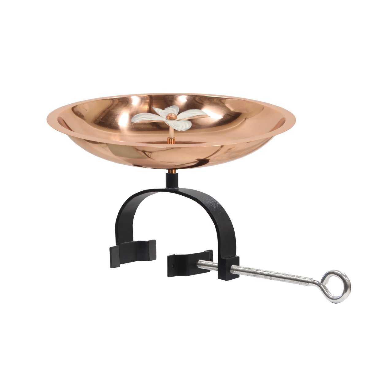 Picture of Achla BB-08-OR2 Dogwood Birdbath - Over Rail Bracket&#44; Stainless Steel - Copper Plated & Colored Patina Finish