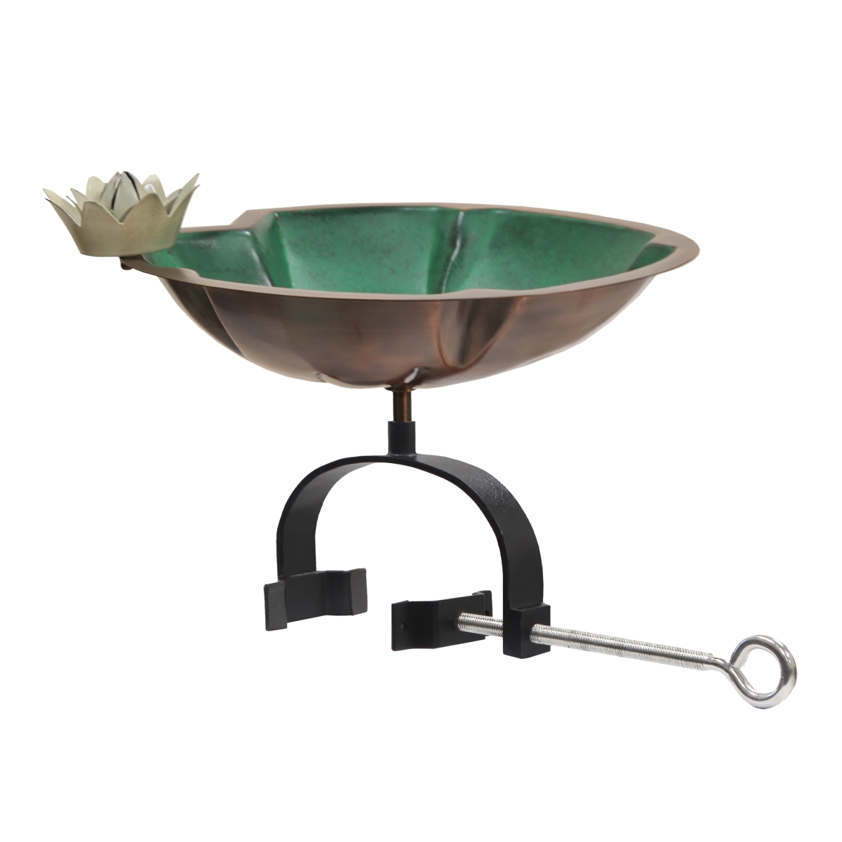 Picture of Achla BB-10-OR2 Lilypad Birdbath - Over Rail Bracket&#44; Stainless Steel - Antique Copper Plated & Colored Patina Finish