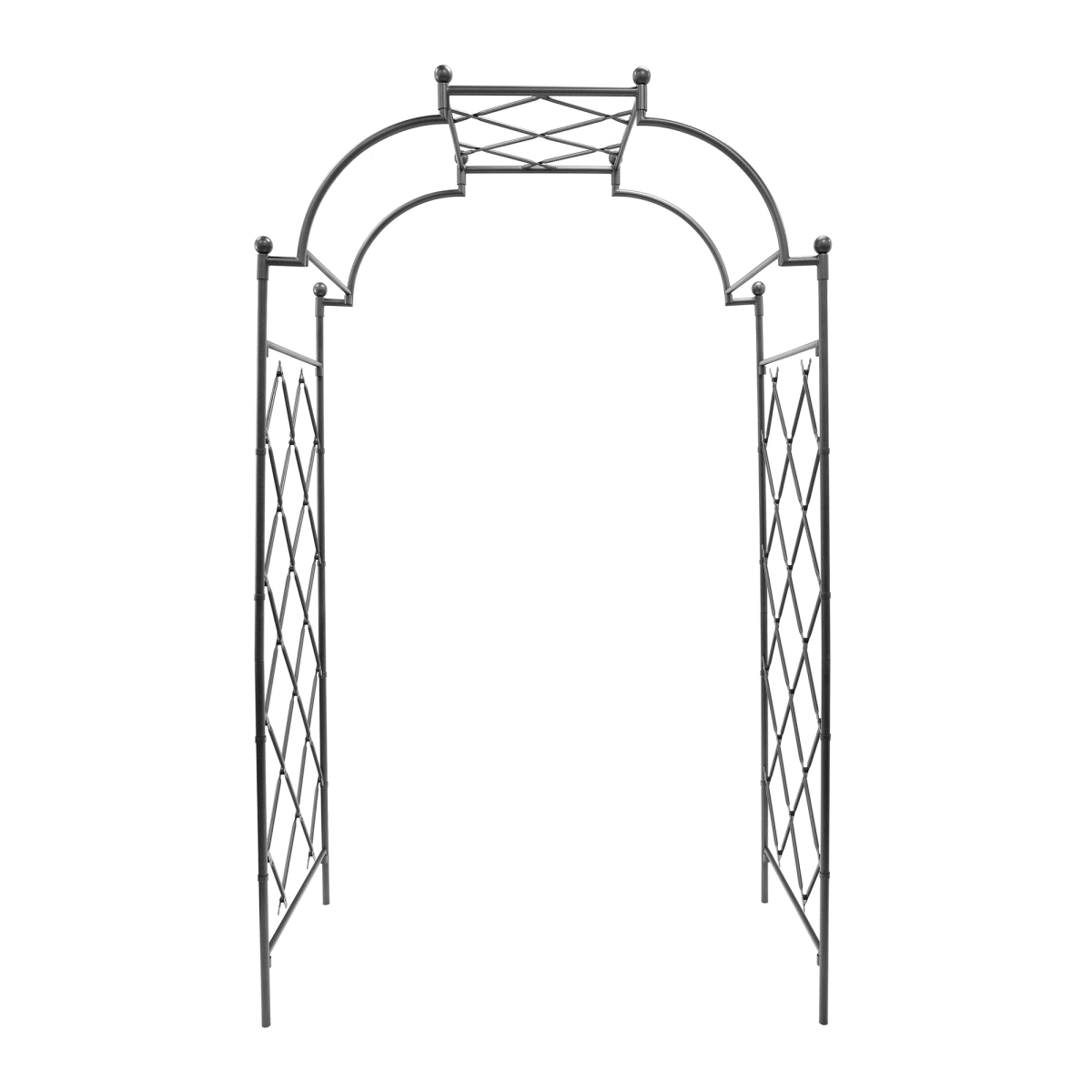 Achla ARB-32G Lattice Tunnel Arbor, Wrought Iron - Graphite Powdercoat Finish