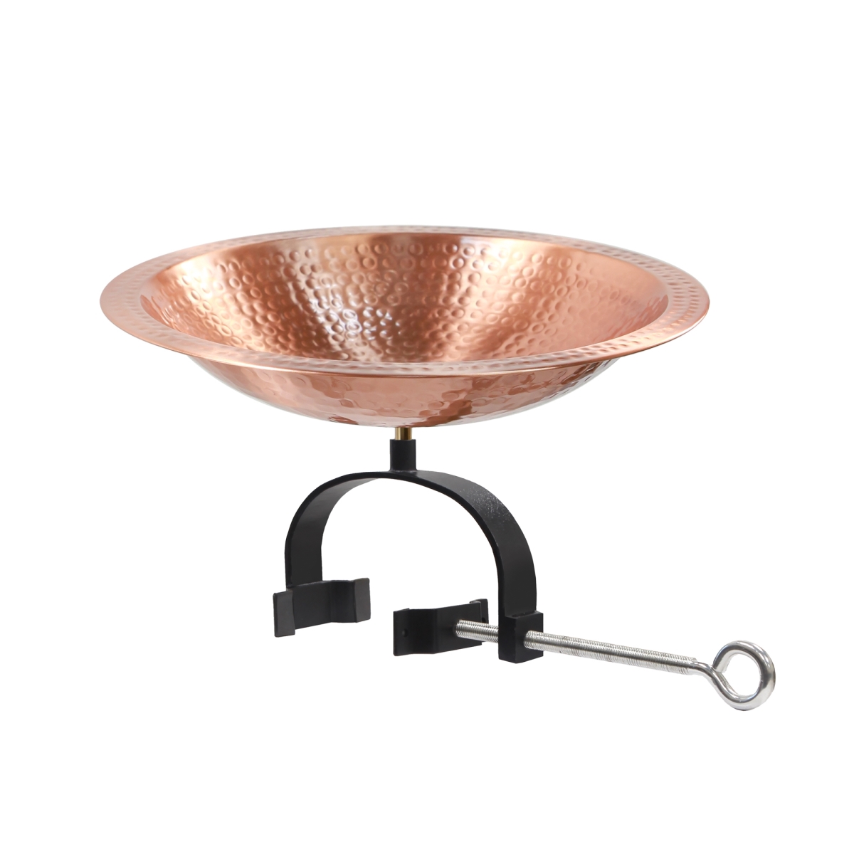 Picture of Achla BBHC-03T-OR2 Hammered Solid Copper Birdbath - Over Rail Bracket&#44; Copper - Satin Copper