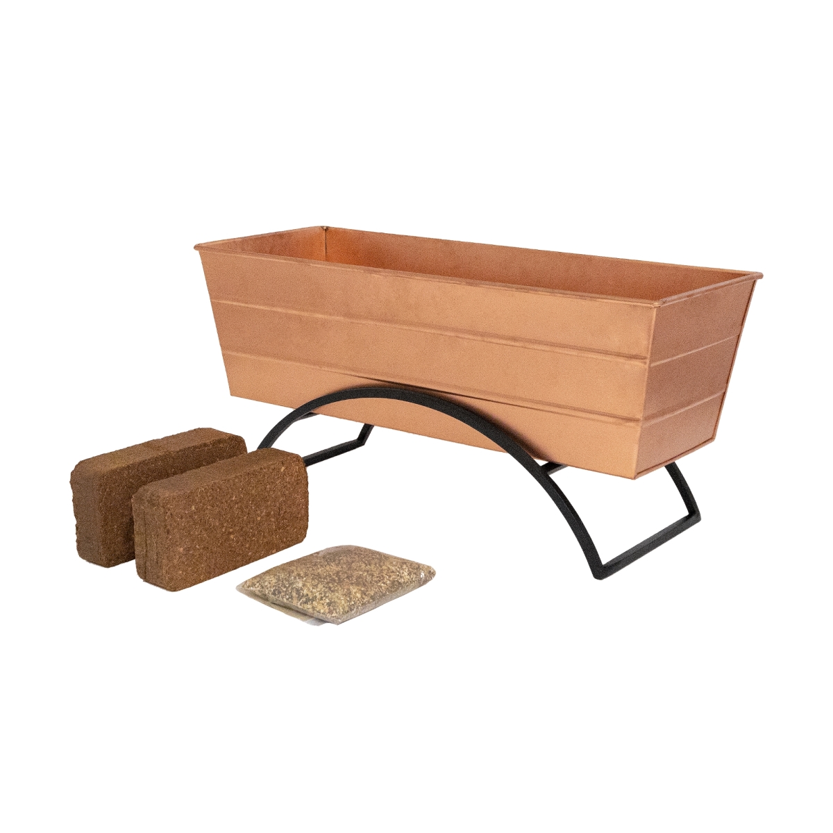 Achla C-20C-S-GK2 Bloom Box Garden Growing Kit, Medium - Copper with Odette Stand