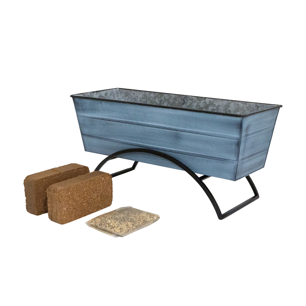 Achla C-20NB-S-GK2 Bloom Box Garden Growing Kit, Medium - Blue with Odette Stand