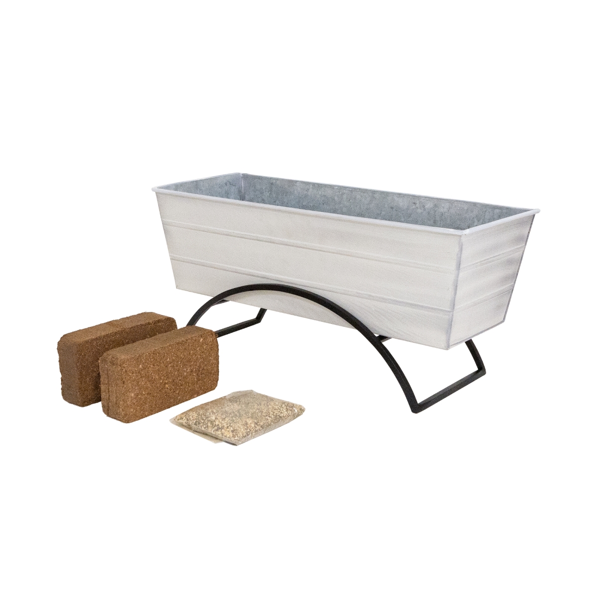 Achla C-20W-S-GK2 Bloom Box Garden Growing Kit, Medium - White with Odette Stand