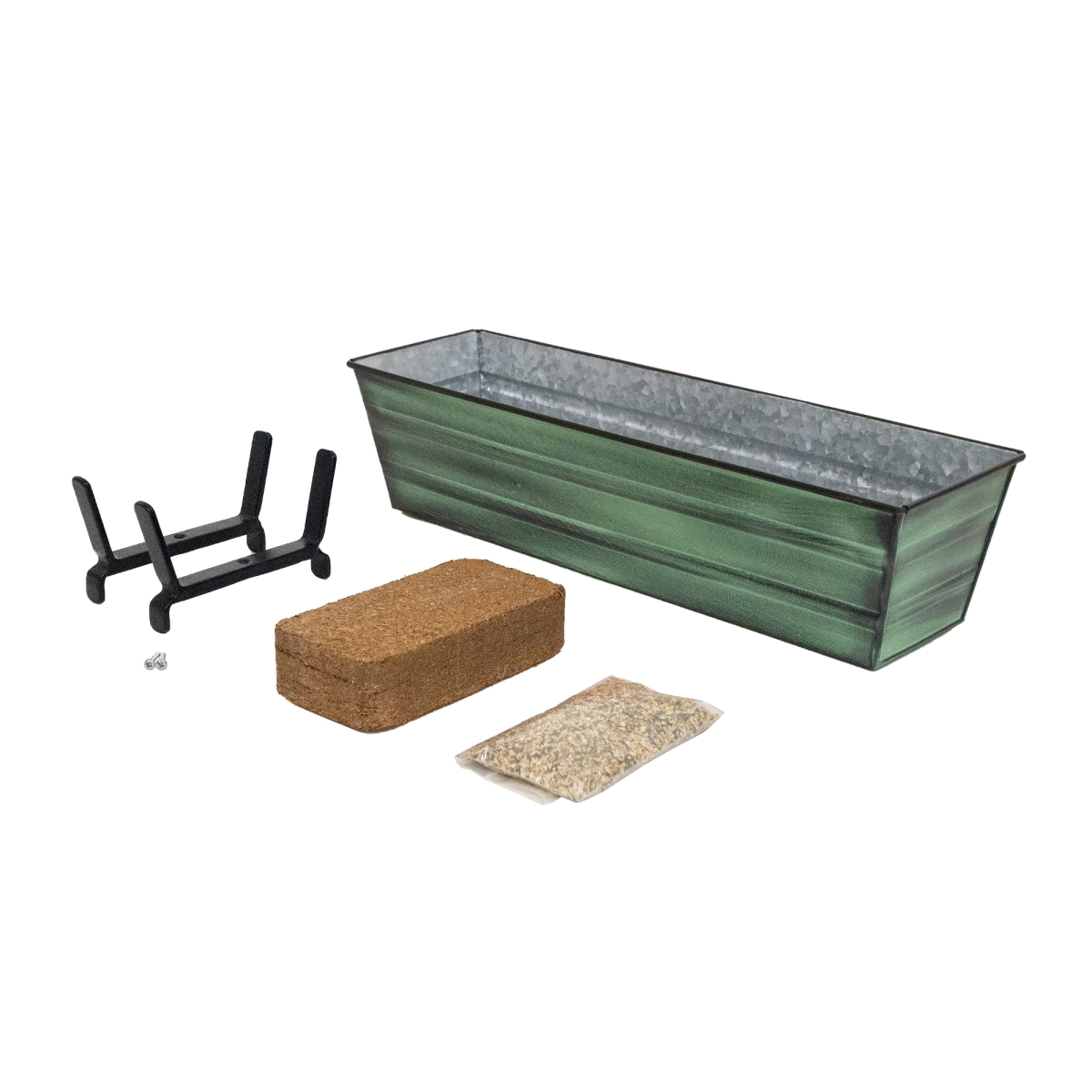 Achla C08-K6-GK Bloom Box Garden Growing Kit, Small - Green with Brackets for 2 x 6 Railings