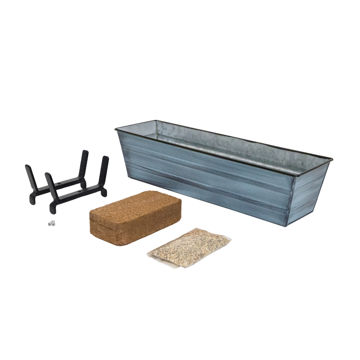 Achla C08NB-K6-GK Bloom Box Garden Growing Kit, Small - Blue with Brackets for 2 x 6 Railings