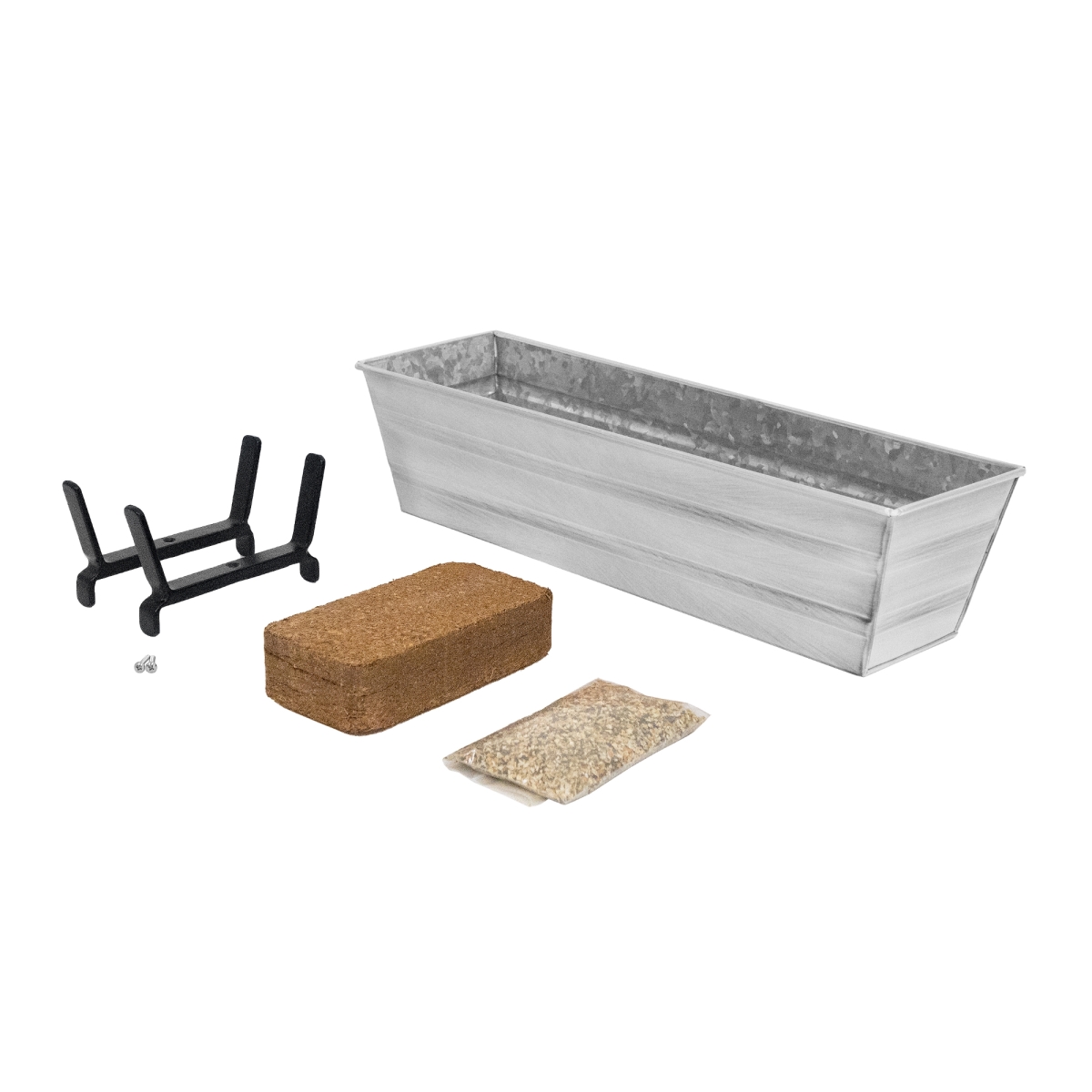 Achla C08W-K6-GK Bloom Box Garden Growing Kit, Small - White with Brackets for 2 x 6 Railings