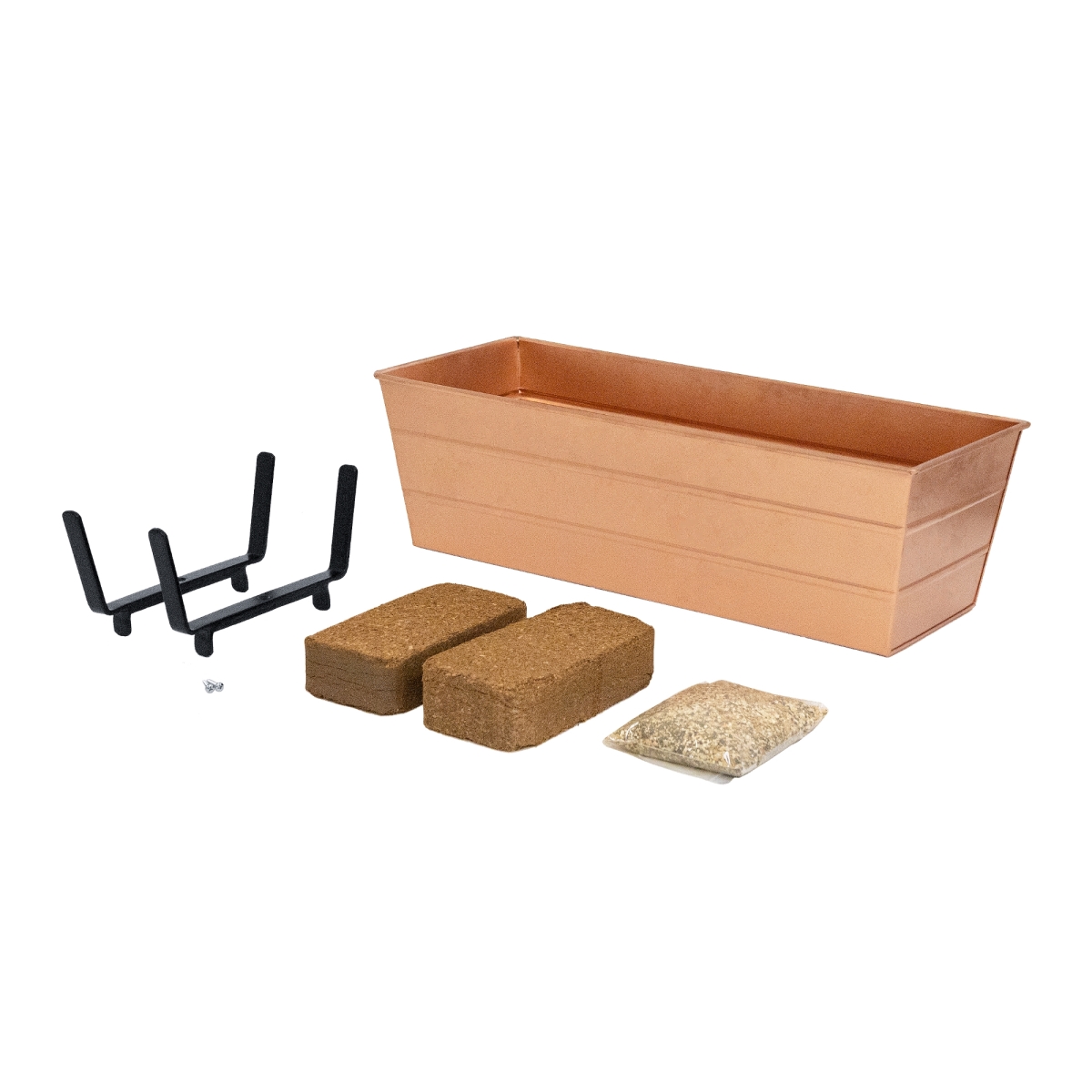 Achla C20C-K6-GK2 Bloom Box Garden Growing Kit, Medium - Copper with Brackets for 2 x 6 Railings