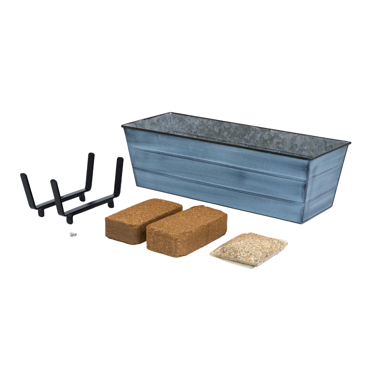 Achla C20NB-K6-GK2 Bloom Box Garden Growing Kit, Medium - Blue with Brackets for 2 x 6 Railings