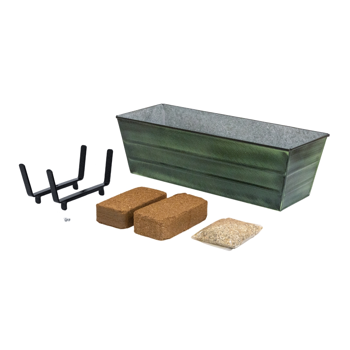 Achla VFB-05-K6-GK2 Bloom Box Garden Growing Kit, Medium - Green with Brackets for 2 x 6 Railings