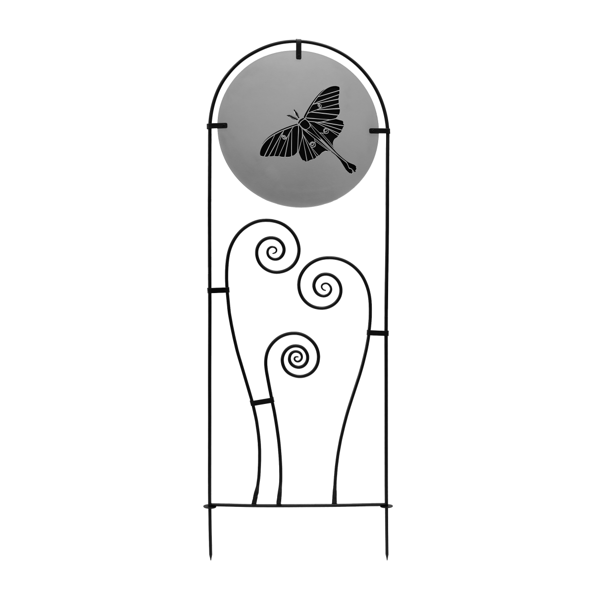Achla FT-67 Luna Trellis, Wrought Iron - Silver & Black Powdercoat Finish