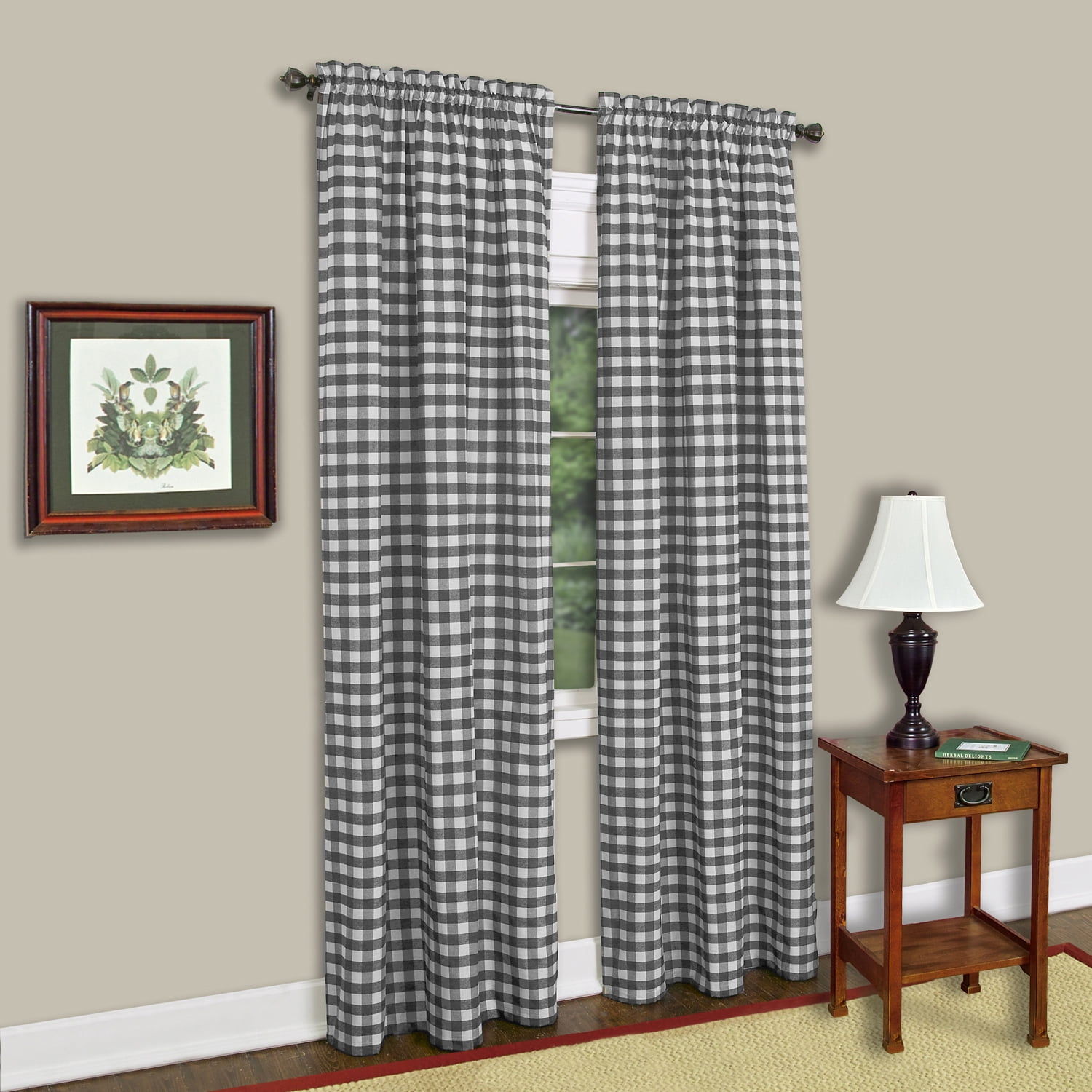 Picture of Achim BCPN95BW12 Buffalo Check Window Curtain Panel - 42 x 95 in. - Black