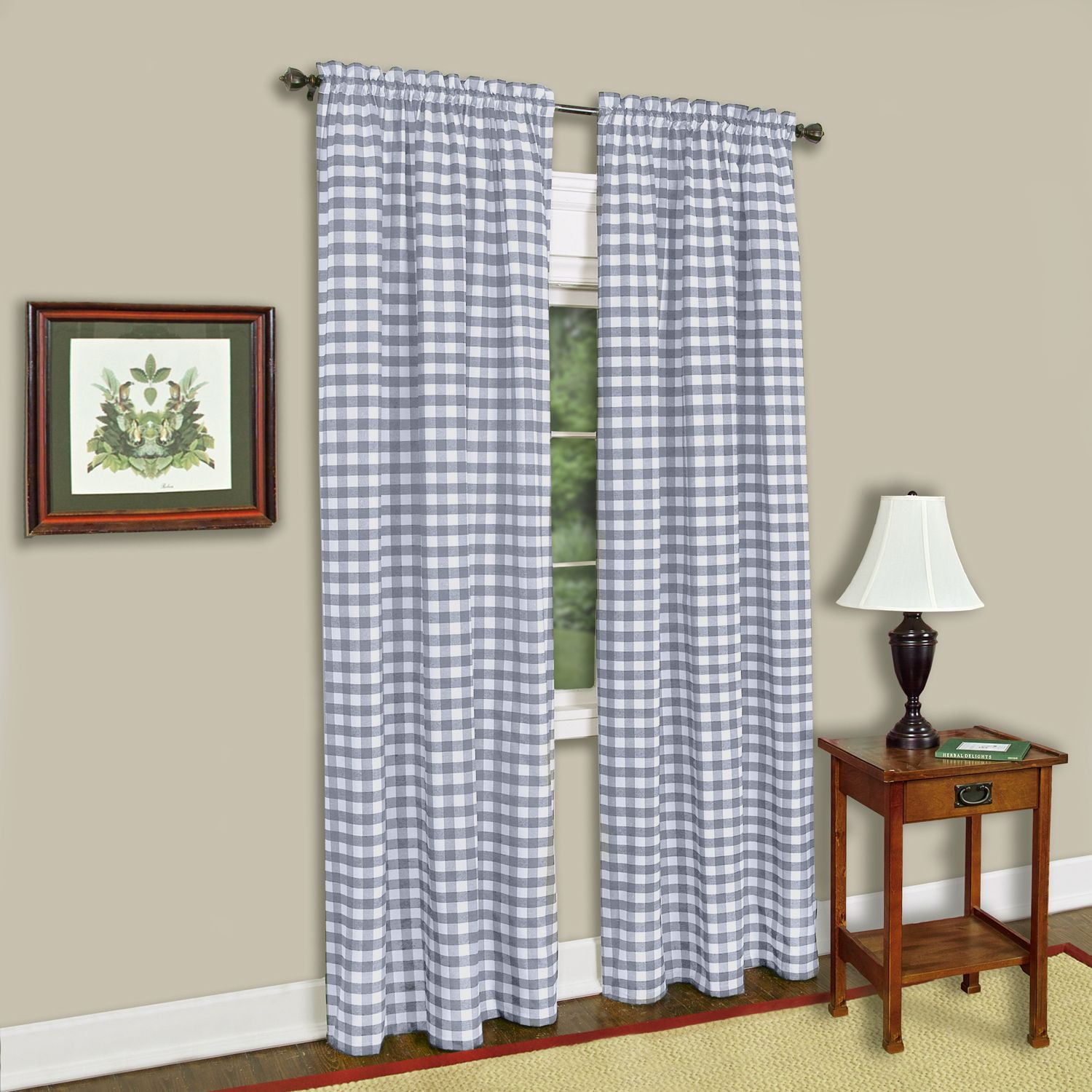 Picture of Achim BCPN95GY12 Buffalo Check Window Curtain Panel - 42 x 95 in. - Grey