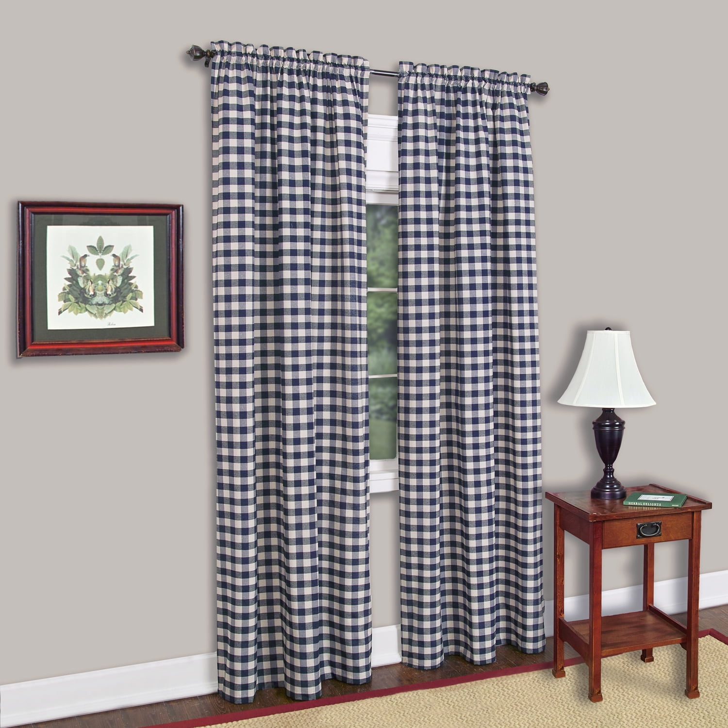 Picture of Achim BCPN95NY12 Buffalo Check Window Curtain Panel - 42 x 95 in. - Navy