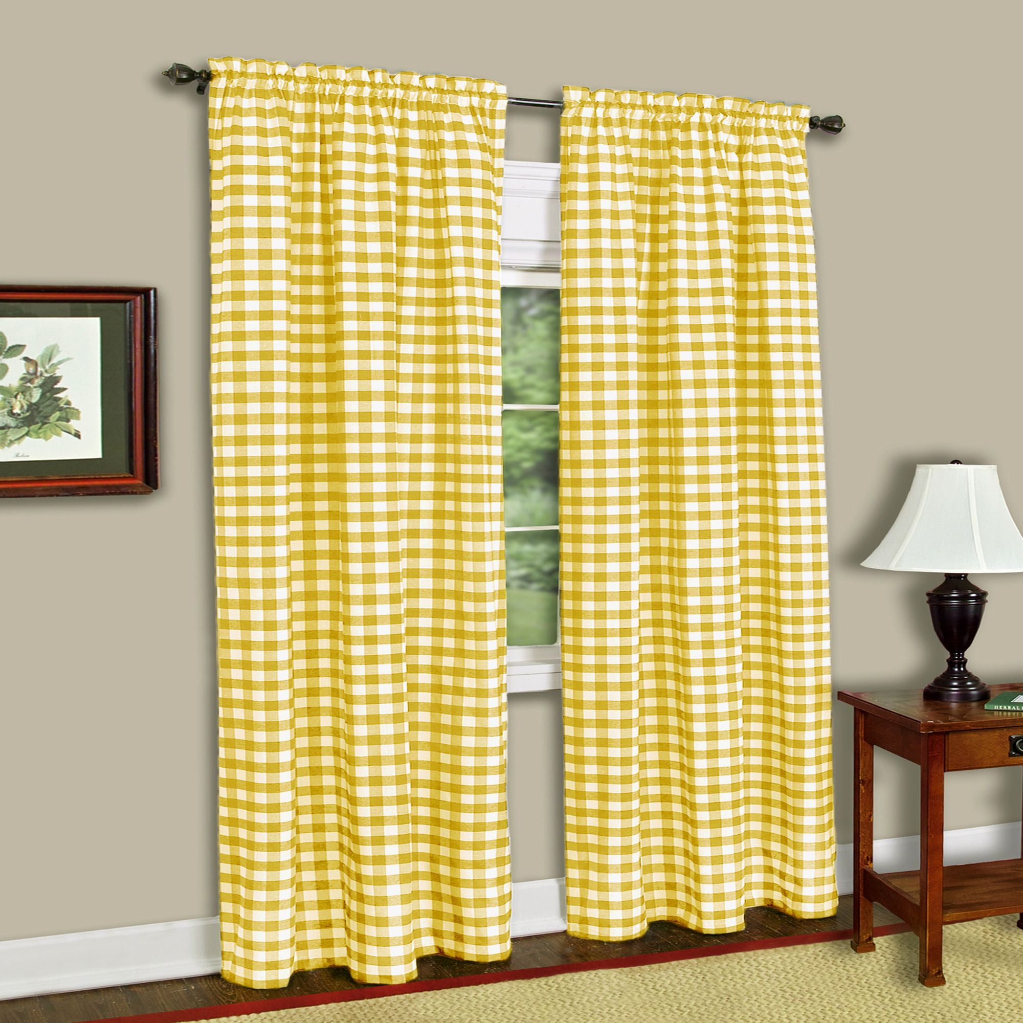 Picture of Achim BCPN95YL12 Buffalo Check Window Curtain Panel - 42 x 95 in. - Yellow