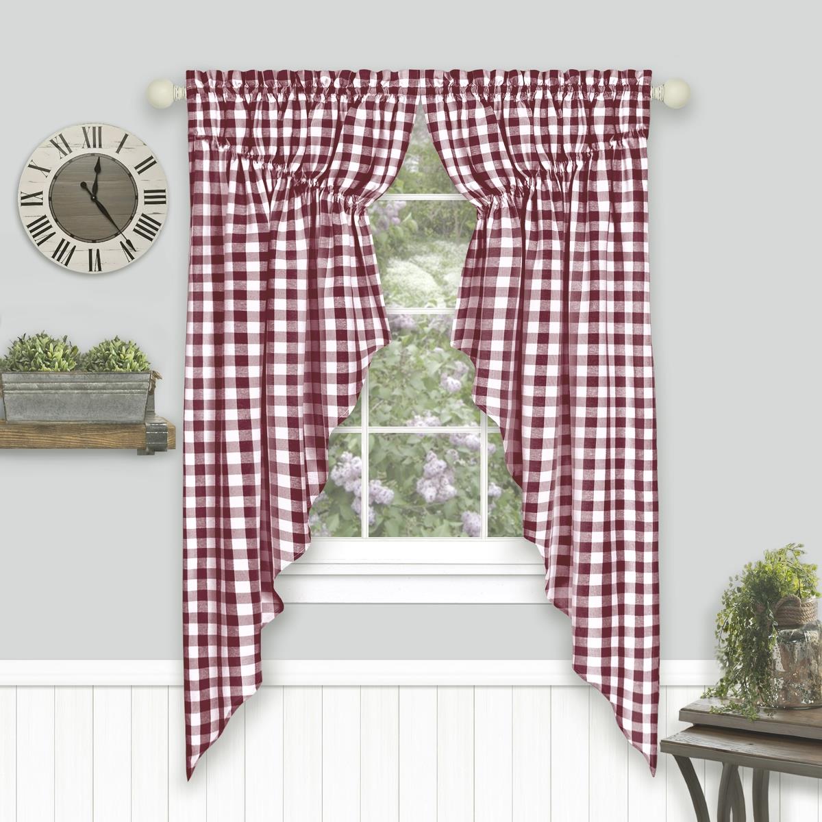 Picture of Achim BCGS63BU06 Buffalo Check Gathered Swag Window Curtain Pair - 72 x 63 in. - Burgundy