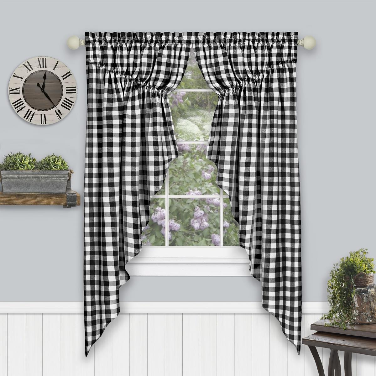 Picture of Achim BCGS63BW06 Buffalo Check Gathered Swag Window Curtain Pair - 72 x 63 in. - Black