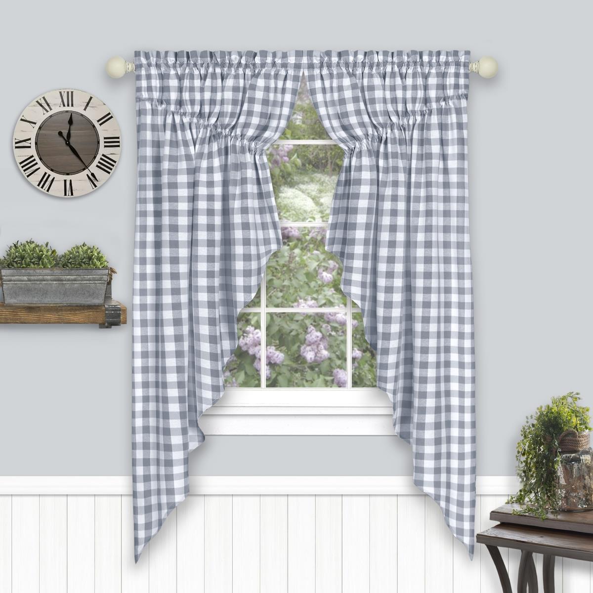 Picture of Achim BCGS63GY06 Buffalo Check Gathered Swag Window Curtain Pair - 72 x 63 in. - Grey