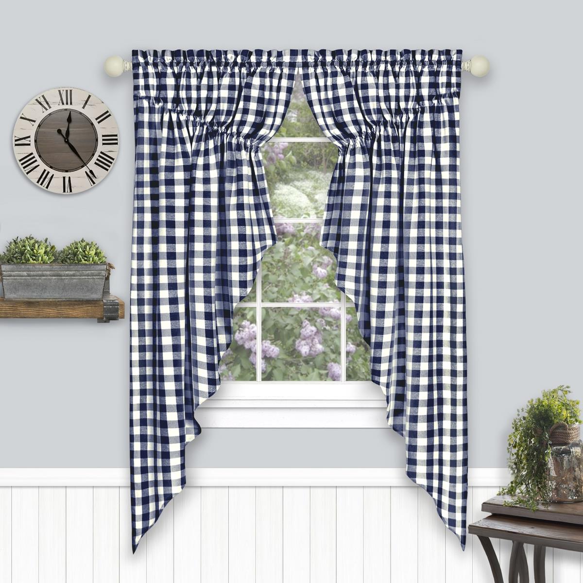 Picture of Achim BCGS63NY06 Buffalo Check Gathered Swag Window Curtain Pair - 72 x 63 in. - Navy