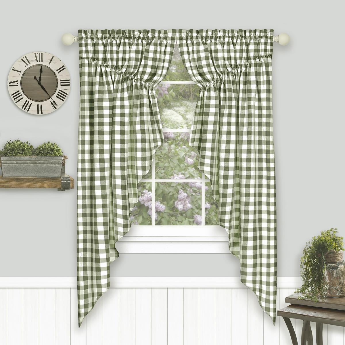 Picture of Achim BCGS63SG06 Buffalo Check Gathered Swag Window Curtain Pair - 72 x 63 in. - Sage