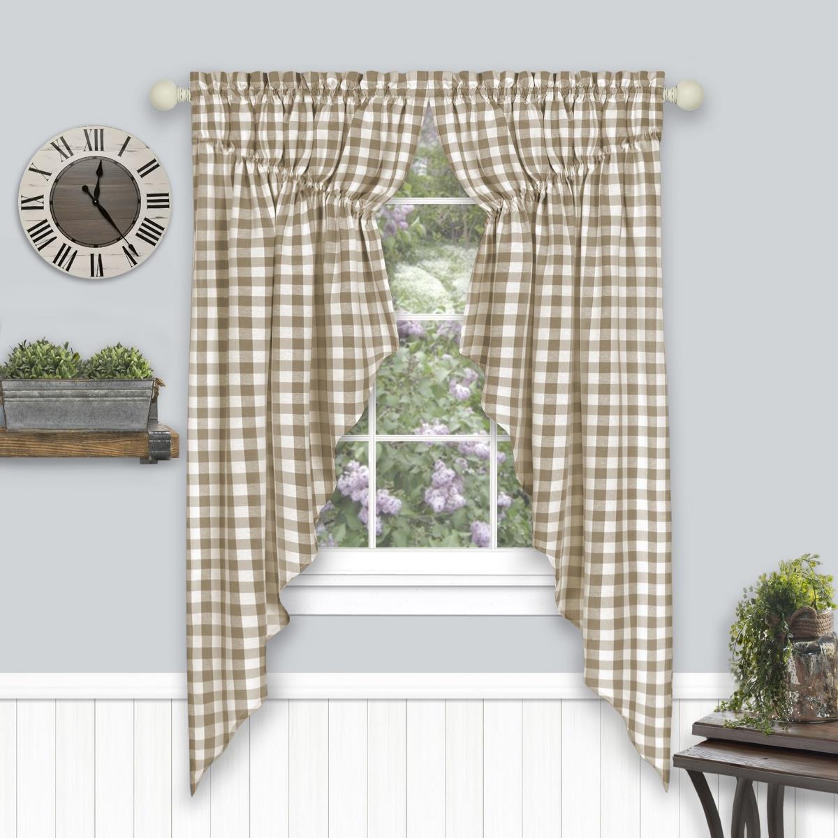 Picture of Achim BCGS63TP06 Buffalo Check Gathered Swag Window Curtain Pair - 72 x 63 in. - Taupe