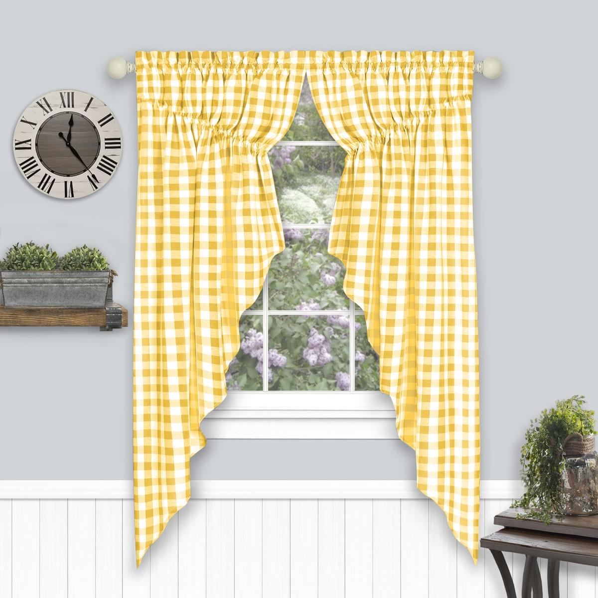 Picture of Achim BCGS63YL06 Buffalo Check Gathered Swag Window Curtain Pair - 72 x 63 in. - Yellow