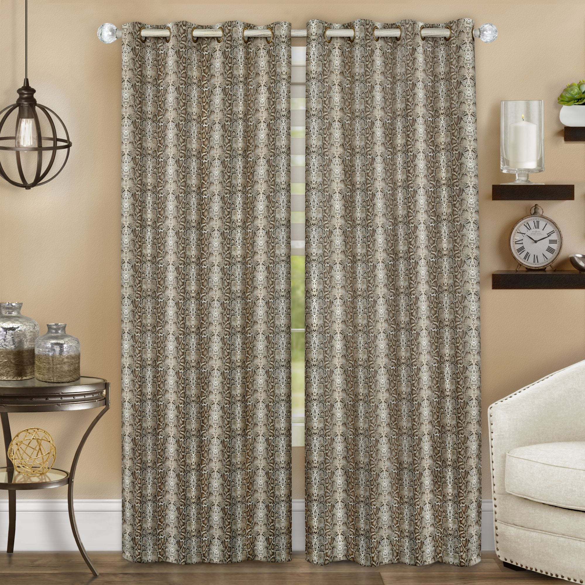 Picture of Achim PYPN63BW06 52 x 63 in. Python 8-Grommet Curtain Panel&#44; Brown & Gold