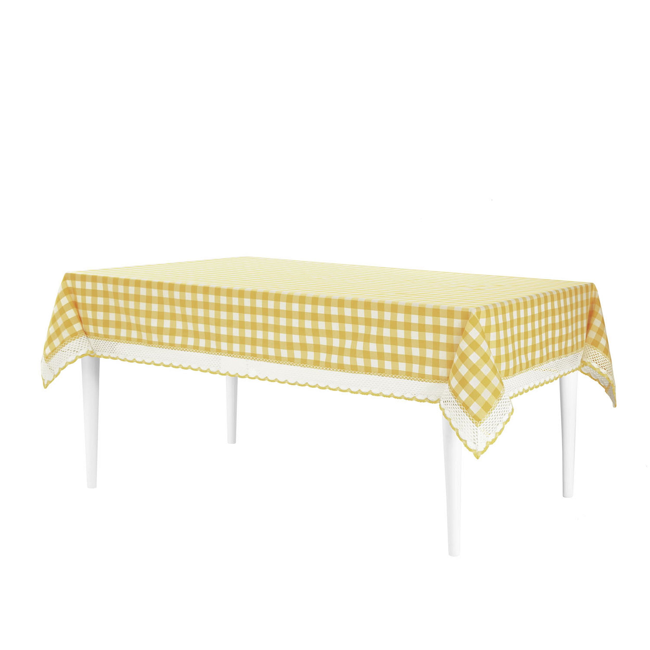 Picture of Achim BCTC84YL24 60 x 84 in. Buffalo Check Rectangle Tablecloth with Macram Trim, Yellow
