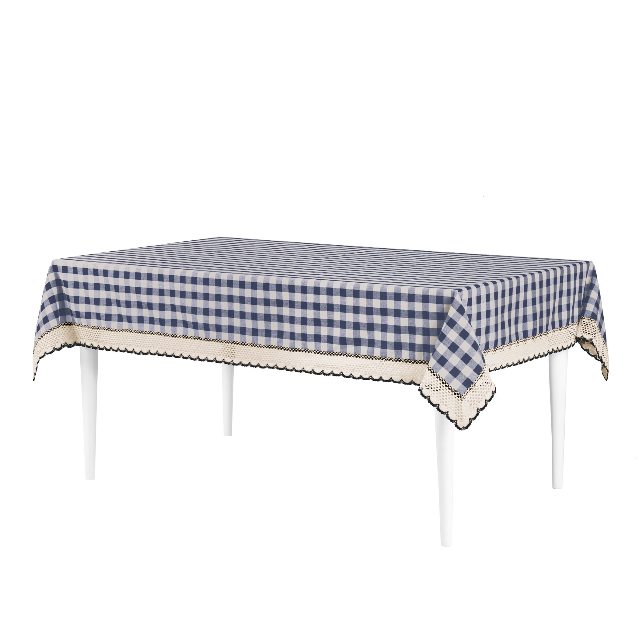 Picture of Achim BCT104NY24 60 x 104 in. Buffalo Check Tablecloth with Macram Trim Navy