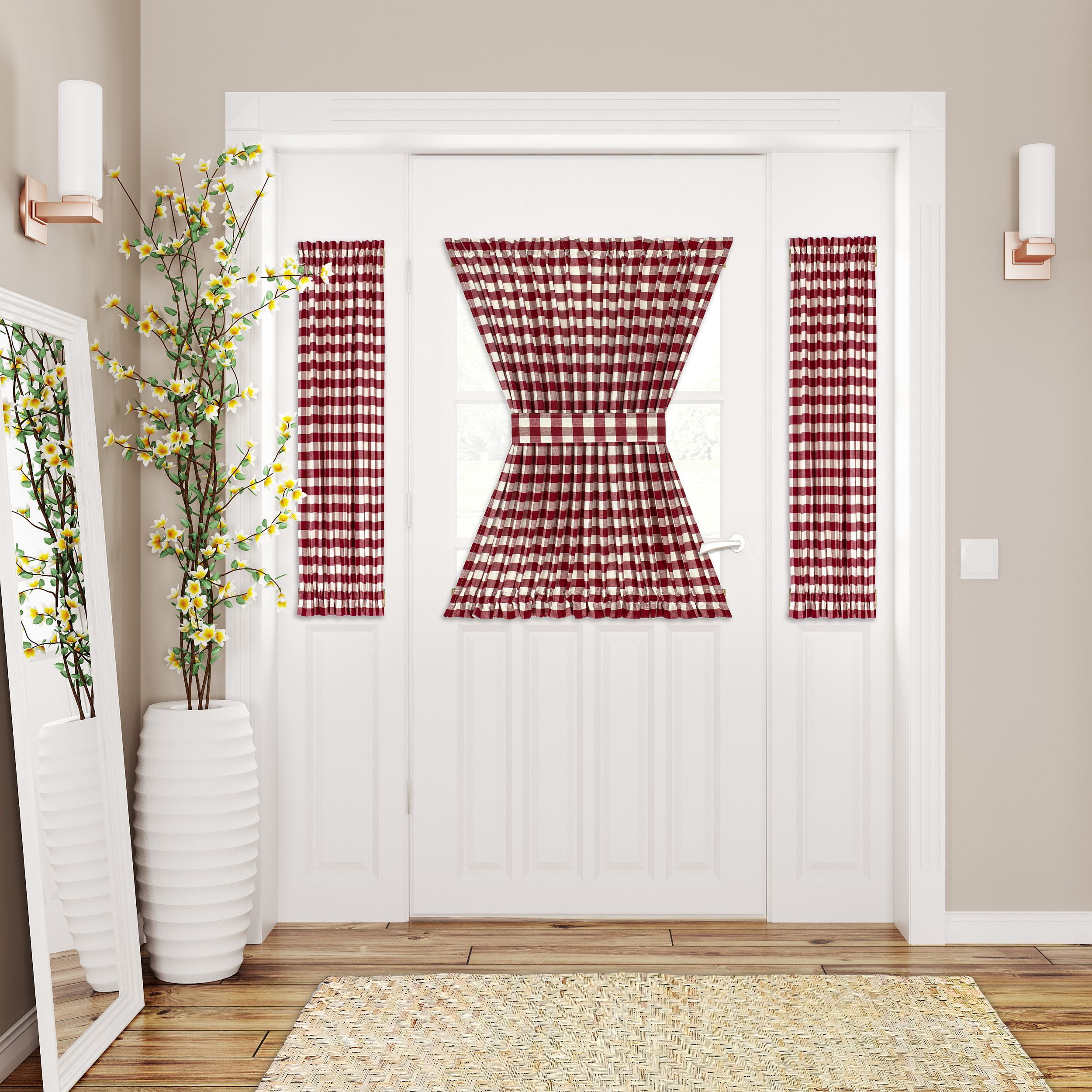 Picture of Achim BC54X40BU6 54 x 40 in. Polyester Light Filtering Buffalo Check Rod Pocket Curtain Panel&#44; Burgundy