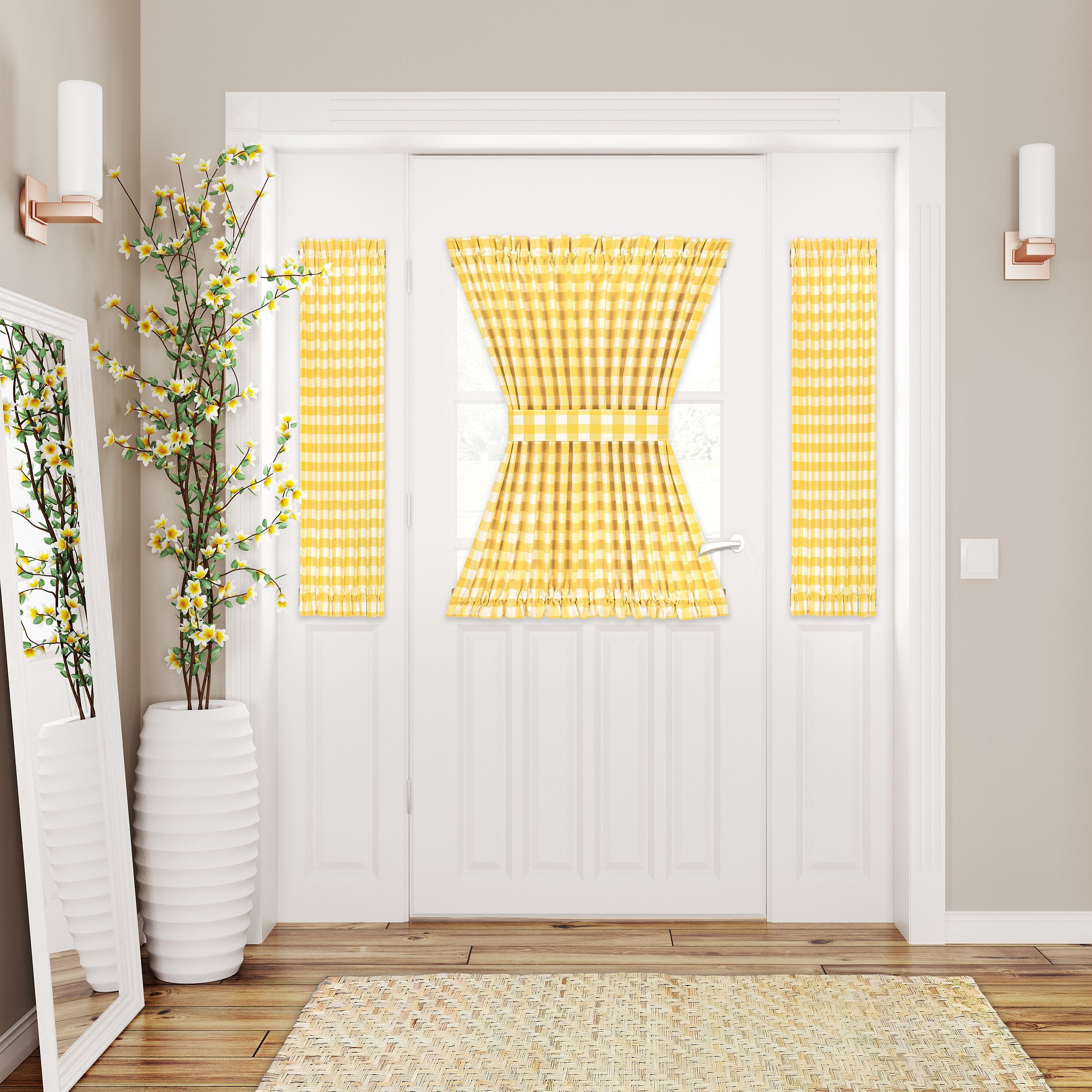 Picture of Achim BC54X40YL6 54 x 40 in. Polyester Light Filtering Buffalo Check Rod Pocket Curtain Panel&#44; Yellow