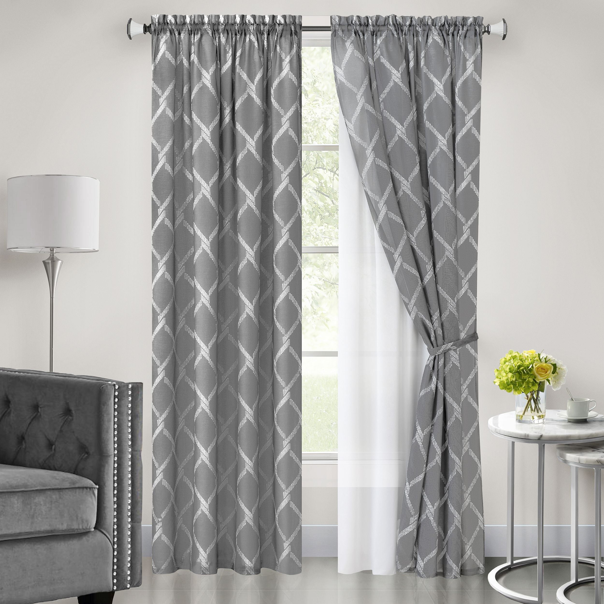 Picture of Achim BMPN63GY06 52 x 63 in. Bombay Double Layered Rod Pocket Panel&#44; Grey