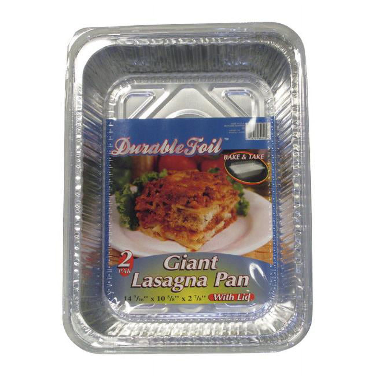 Picture of Home Plus 6392138 10.62 x 14.43 in. Durable Foil Lasagna Pan with Lid - Silver- pack of 12