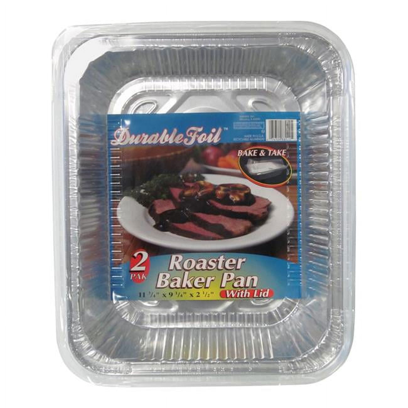 6392146 9.25 x 11.75 in. Durable Foil Roaster Pan with Lid - Silver- pack of 12 -  Home Plus