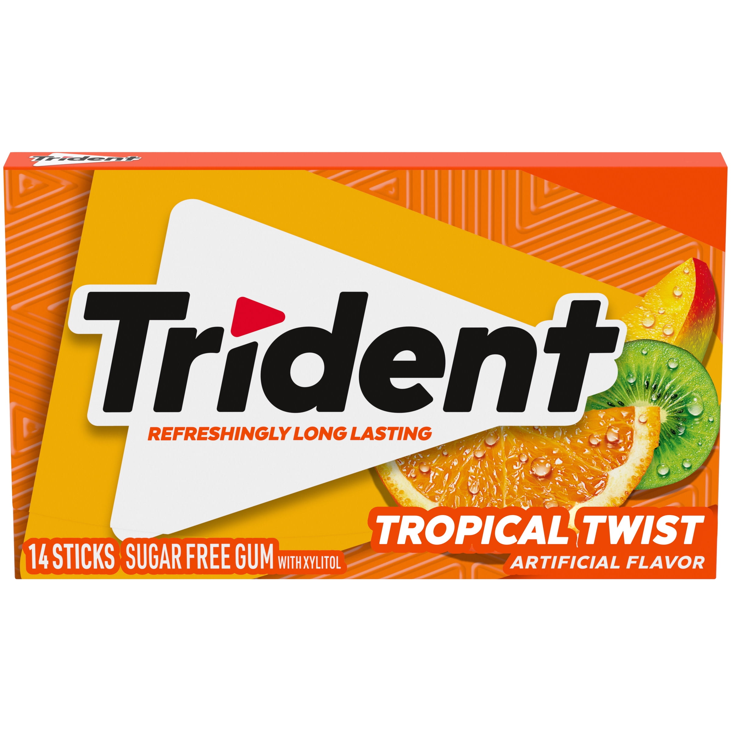 Sugar Free Tropical Twist Chewing Gum - 14 Piece- pack of 12 -  Trident, TR4387