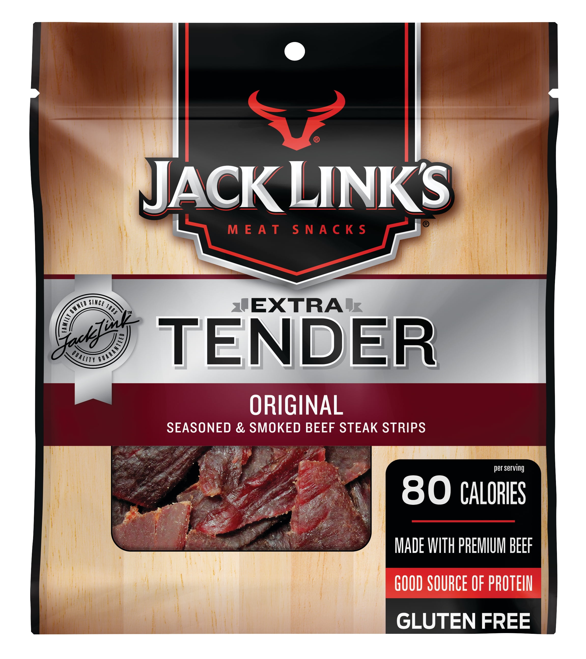 Picture of Jack Links 9475583 2.85 oz Jacks Links Extra Tender Orginal Beef Jerky Peggable Bag - pack of 8