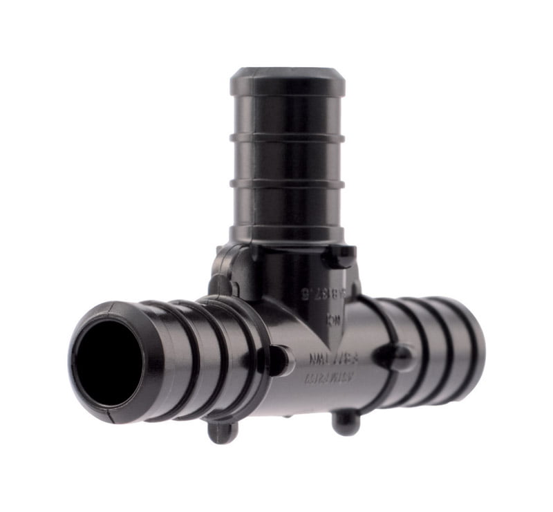 Pipe Tee, 1/2 in, Barb, Polymer, Black, 200 psi Pressure, 5/PK