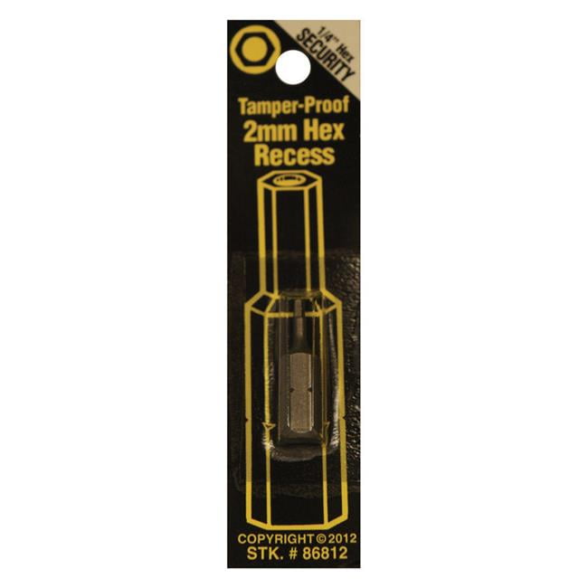 2577609 0.25 in. Dia. x 1 in. 2 mm Hex Recess Tamper-Proof Security Bit