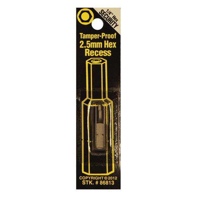 2576007 0.25 in. Dia. x 1 in. 2.5 mm Hex Tamper-Proof Security Bit