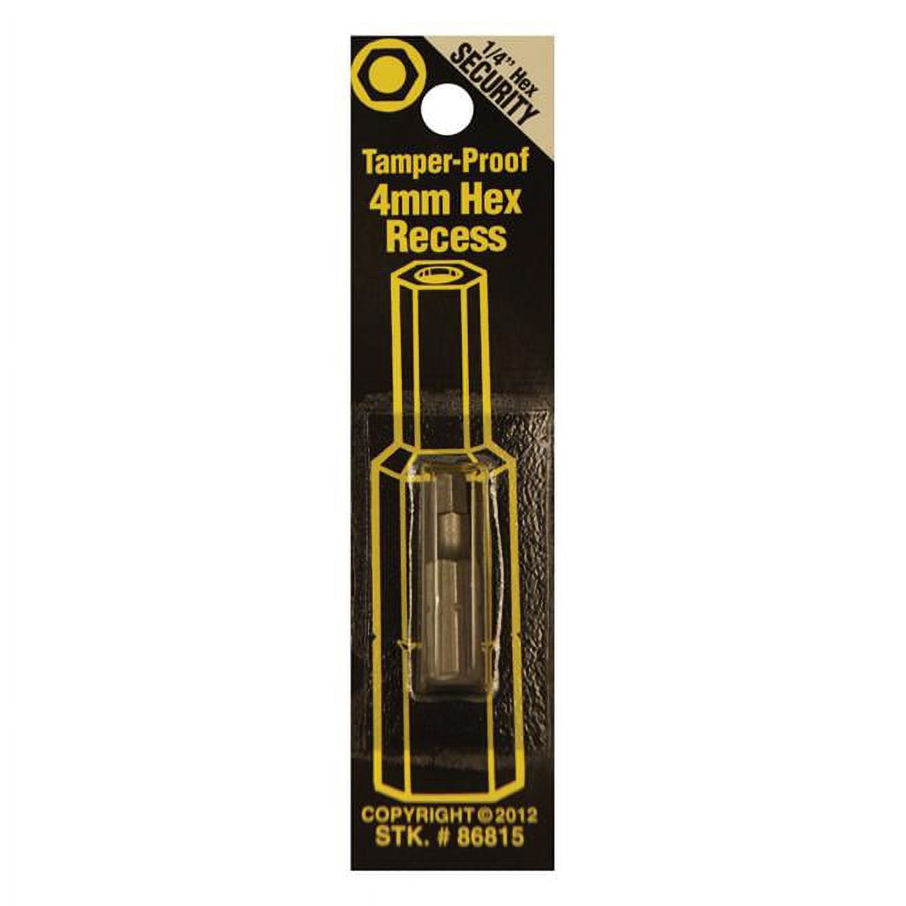 2579910 0.25 in. Dia. x 1 in. 4 mm Hex Recess Tamper-Proof Security Bit