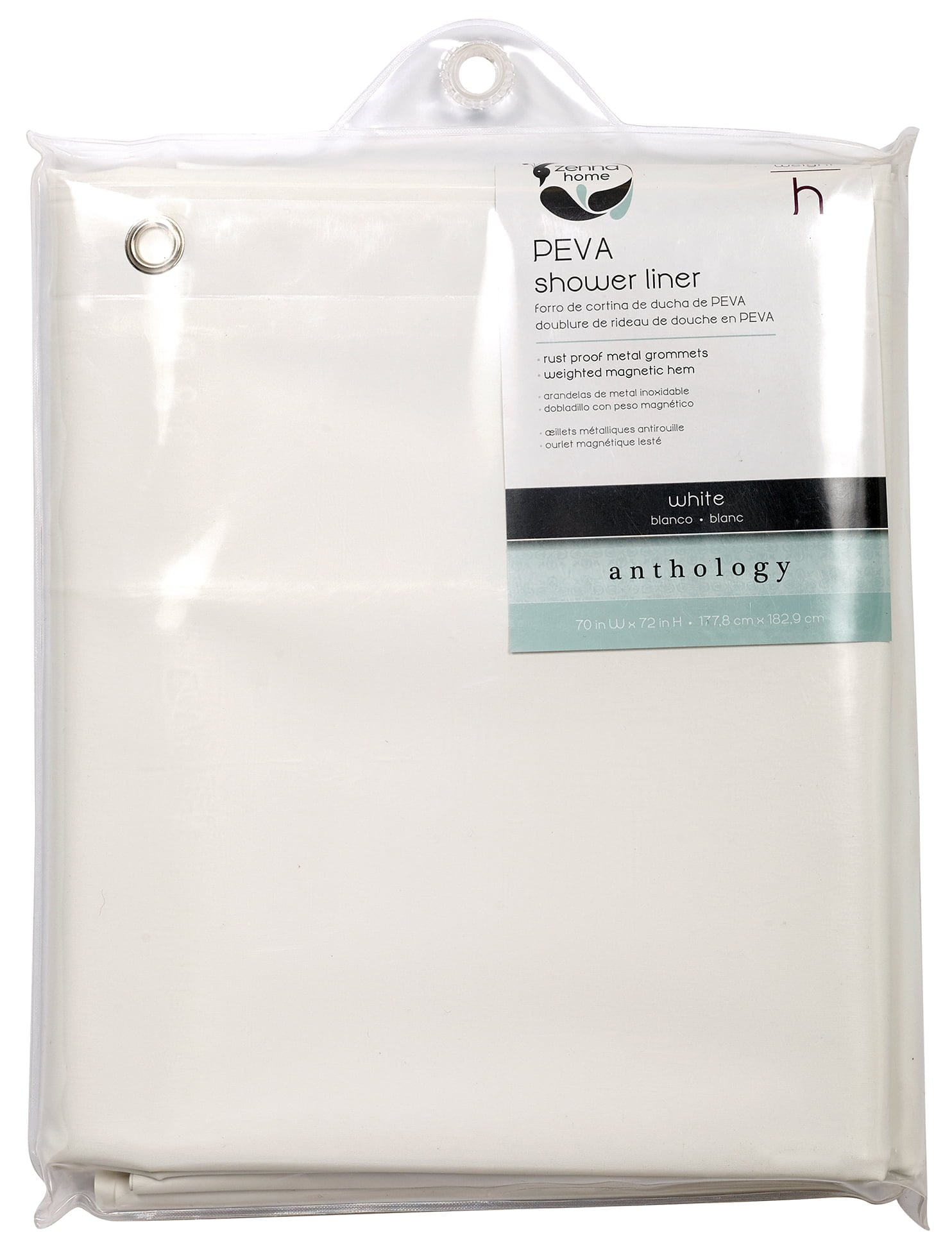 72 x 70 in. White Solid Shower Curtain Liner