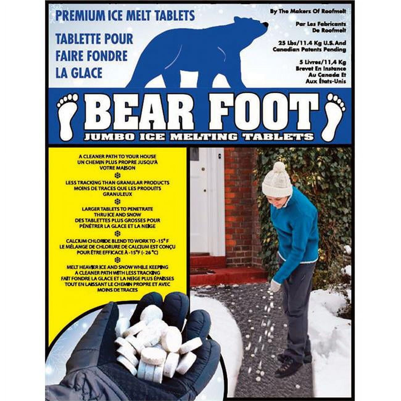 Picture of Bearfoot 7693435 25 lbs 25 lbs&#44; 15 deg. Bear Foot Sodium & Calcium Chloride Ice Melt Tablet&#44; Assorted