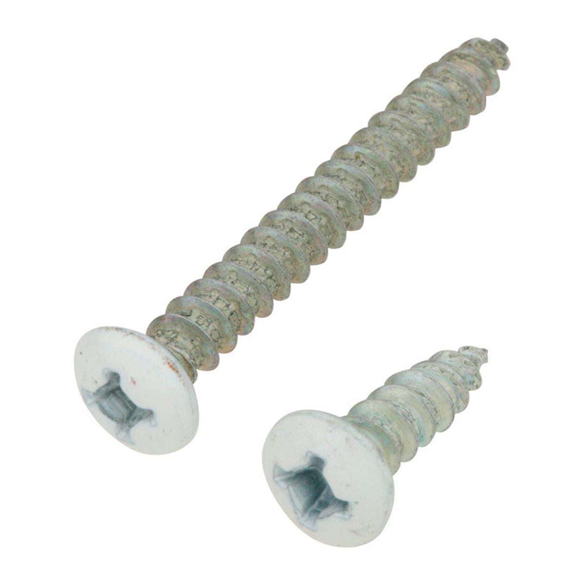 Steel Shelf Bracket Screws - White - Pack of 12