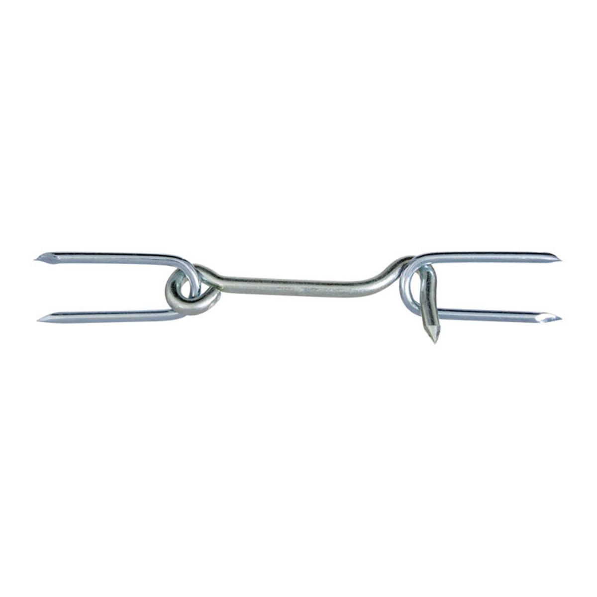 4 in. Gate Steel Hook with Staples - Zinc Plated