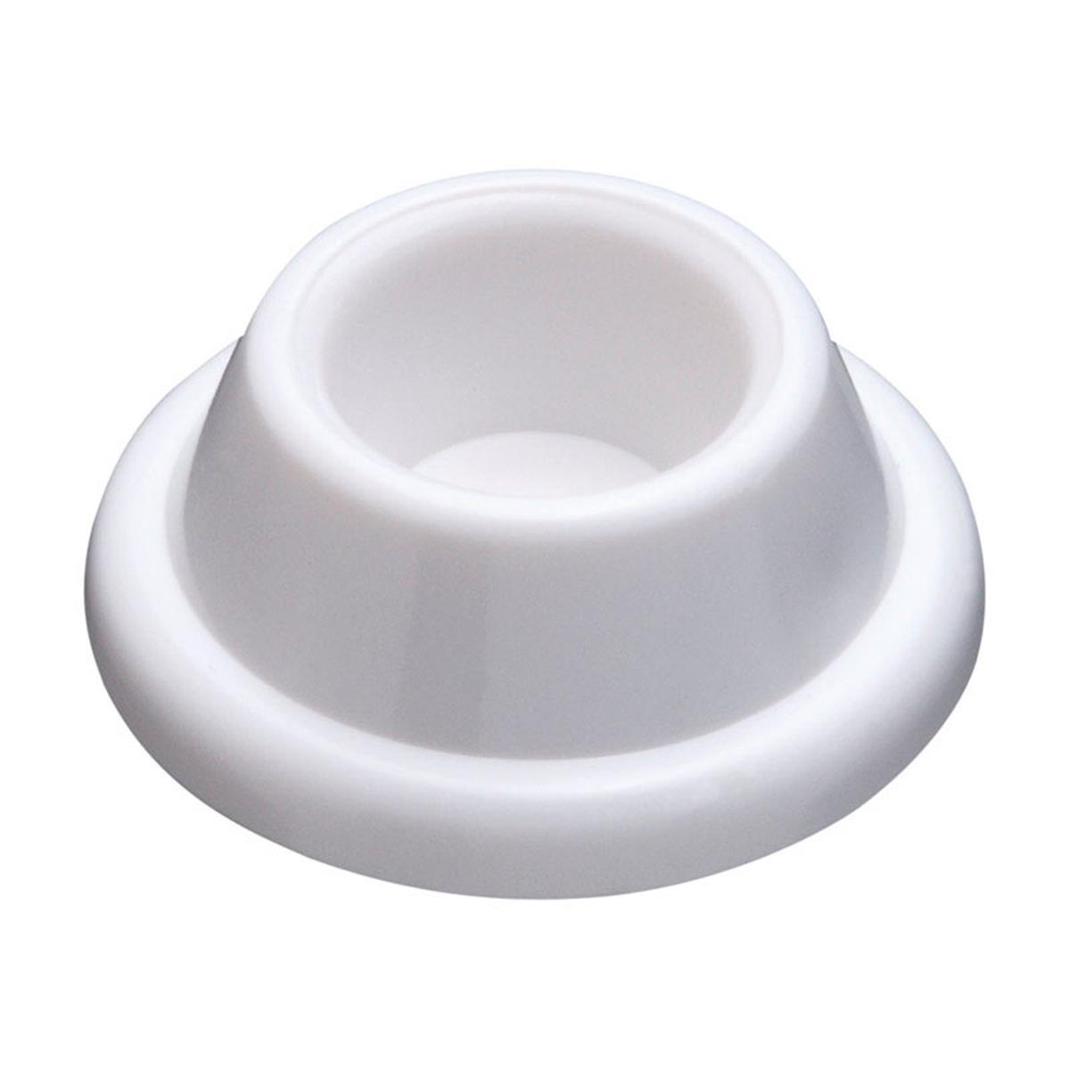 Door Stop, 1.9 in Dia Base, 0.72 in Projection, Plastic, White, 2PK